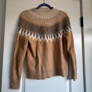 LOFT Tan and Gray Striped Sweater